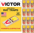 Victor M205 Wide Pedal Humane Snap Rat Traps Indoor for Home Plastic Pedal Sustainably Sourced FSC Wood - 12 Wooden Traps