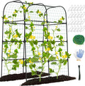 7ft Cucumber Trellis for Raised Bed Garden Arch Trellis for Climbing Plants Outdoor Indoor Metal Trellis Support with Net for Vegetables Tomato Zucchini Squash Beans Peas Melons Rose FlowersVines