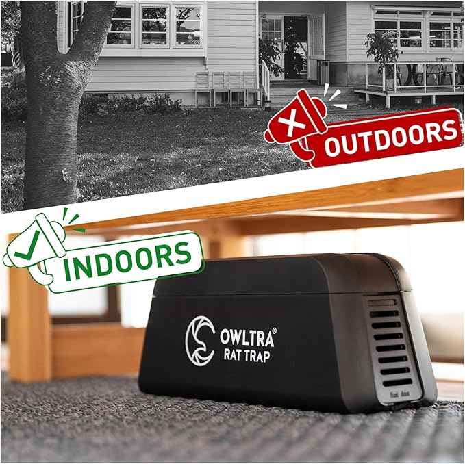 OWLTRA OW-1 Indoor Electric Rat Trap Instant Kill Rodent Zapper with Pet Safe Trigger Black Large