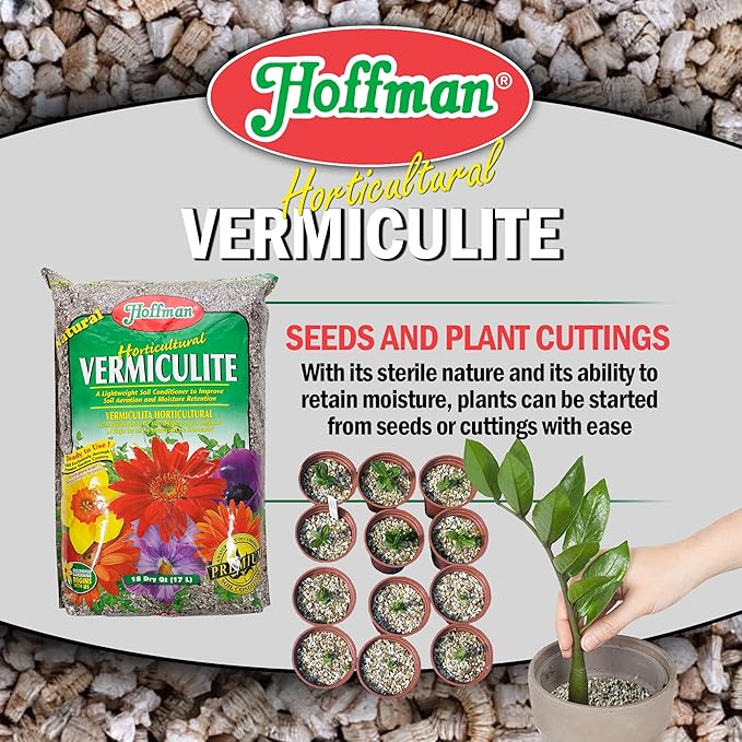 Hoffman Horticultural Vermiculite Lightweight Garden Soil Conditioner for Aeration and Moisture Retention 18qt 2 Pack
