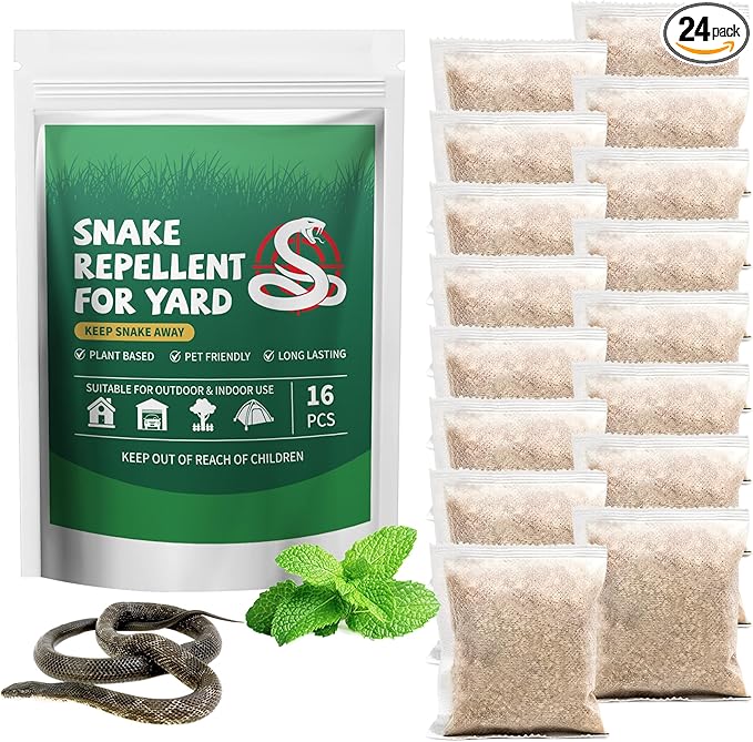 Snake Repellent for Yard Natural Snakes Away Repellent Pouches for Outdoor Indoor Snake Be Gone Deterrents for Outside Lawn Garden Camping Fishing Pets &amp Kids Safe (16 Pack)