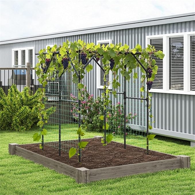 Large Garden Trellis Arch - 79x59x78 PE-Coated Metal Rustproof Plant Support for Climbing VinesClimbing Plants Vegetables Flowers Outdoor Arbor Wedding Party Decoration