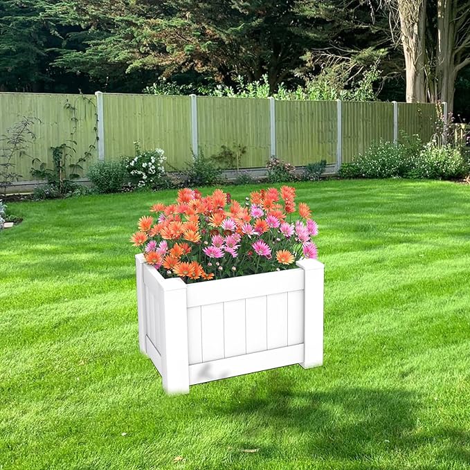Windscreen4less 5 PCS 31x20x20 Vinyl Raised Bed White Planter Box for Patio Balcony Deck Vegetables Herbs and Succulents Outdoor Indoor