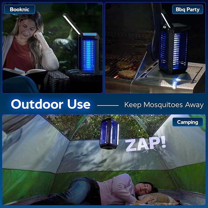 Rogue 2 in 1 Solar Bug Zapper Outdoor and Bug Zapper Indoor Plug in for Mosquito Fly Solar Powered &amp USB-C Rechargeable Camping Lantern LED Flash Light High Voltage Trap Safe for Pets &amp K