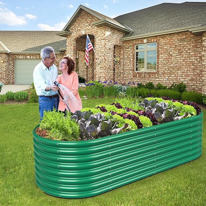 FRIZIONE 6FT(L)×3FT(W)×2FT(H) Raised Garden Bed OutdoorRaised Garden Beds for Flower Raised Planter Box Outdoor for Herb Vegetable-Dark Green