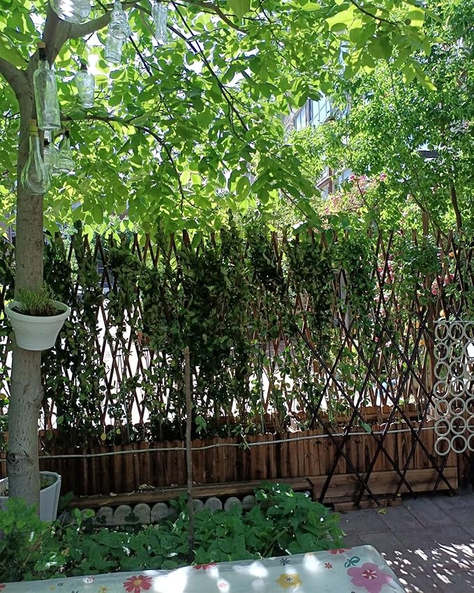 LTSRLL Expanding Wooden Trellis 44cm X 23cm ~ 300cm X 120cm Riveted Garden Trellis Fence Panels Vegetable Fruit Vines Support Structure for Terrace Yard Wall Decoration(H150)