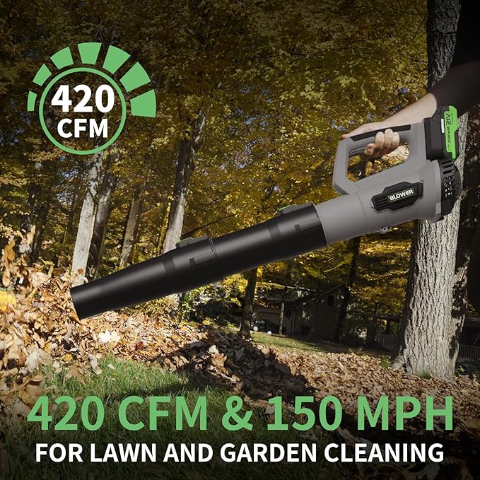 LEAPUL Leaf Blower Cordless 21V Electric Leaf Blower with 2×2.0Ah Batteries &amp 1 Fast Charger Lightweight Battery Powered Blower for Lawn Care Patio Cleaning