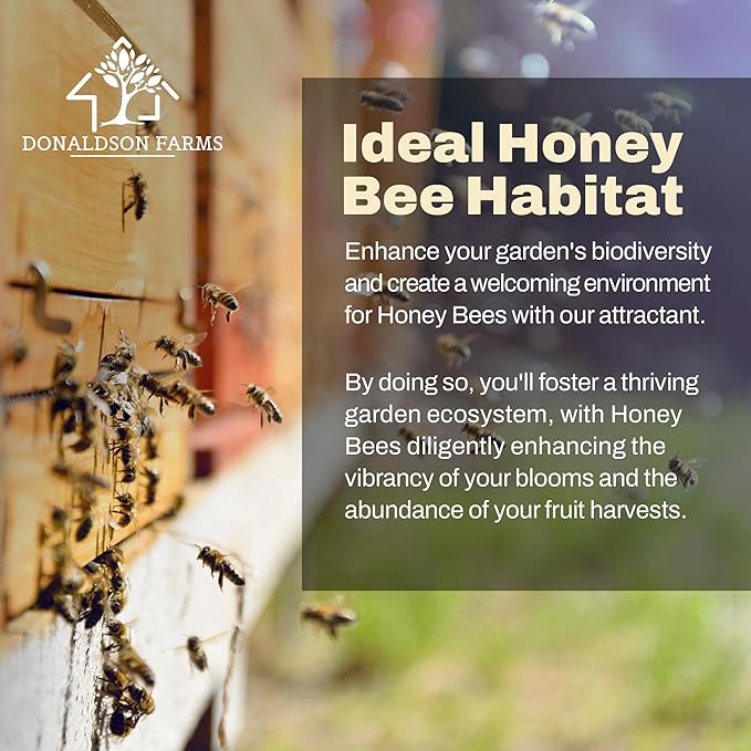 Honey Bee Attractant Spray - Bee Hive Lure for Gardens Beehives Flowers &amp Fruit Trees with Natural Lemongrass Oil Formula Easy to Use for Beekeepers &amp Pollinator Support - 2 oz