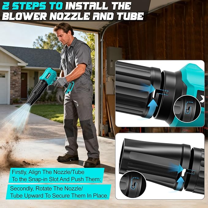 Cordless Leaf Blower Compatible for Makita 18V Battery(NO Battery) Mini Turbo Jet Blower with 2 Nozzles Lightweight &amp One-Hand Use for Patio Garage Yard Cleaning Car Dryer(Tool Only)