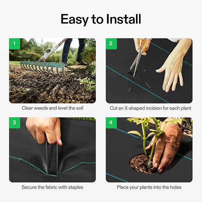VIVOSUN Premium Weed Barrier Landscape Fabric Heavy Duty 3ftx250ft 5oz Double-Layered Weed Control Mat with High Permeability Commercial Ground Cover Easy Set up &amp Superior Weed Control