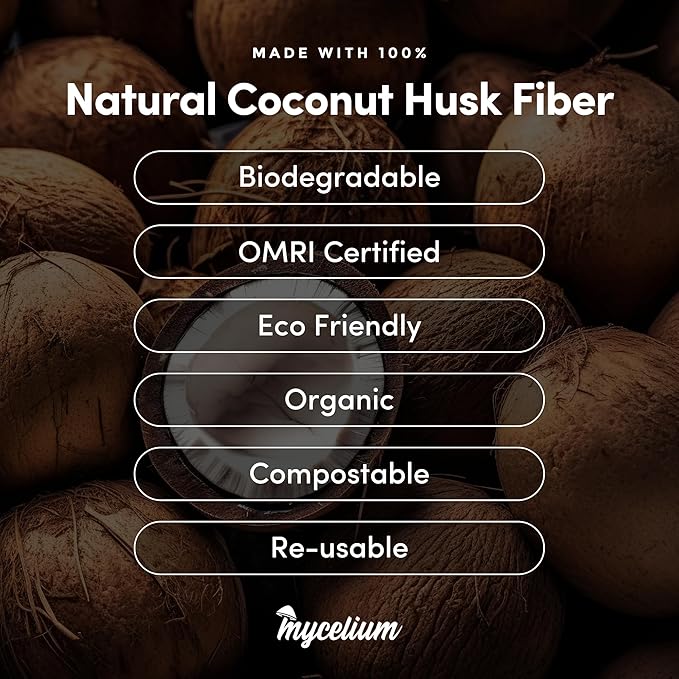 Mycelium Coco Coir Brick Mushroom Growing Kit I Expandable Organic Coconut Fiber Substrate I Indoor Mushroom Cultivation for Starter &amp Pro Home Growers I OMRI Certified &amp Non-GMO 10lbs