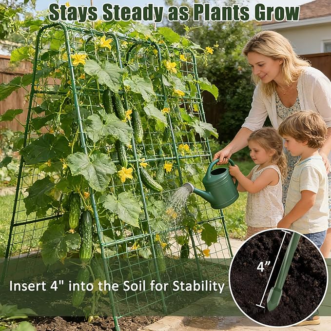 Miory Cucumber Trellis U Shape Trellis for Raised Bed Garden Arch Trellis for Climbing Plants Outdoor Plant Support for Vegetables Vines Steel with PE Coated (48 Lx32 Wx63 H)