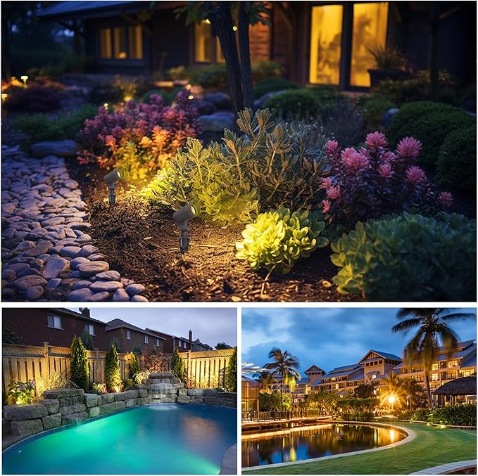 LED Landscape Lights with Connectors 12V Low Voltage Warm White 3000k 4W 175LM Outdoor Waterproof Garden Pathway Lights Wall Tree Flag Spotlights with Spike Stand 6 Pack