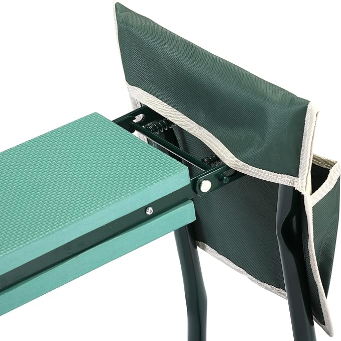 Heavy Duty Garden Stool and Kneeler Outdoor Garden Bench Seat with Tool Bags Soft Kneeling Pad Portable