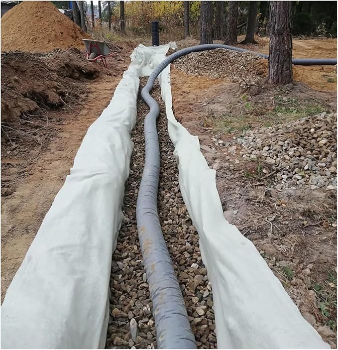 Non Woven Geotextile Fabric for French Drains - 5oz Landscape Weed Barrier Water Permeable Soil Stabilization for Retaining Walls and Driveways