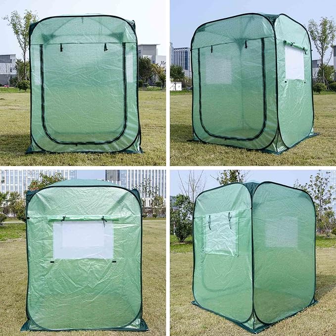 Porayhut Pop Up Greenhouse TentPortable X-Large Walk-in Flower House Indoor Outdoor Gardening Plant Sunshine Room with PE Mesh Cloth Cover for Protecting Plant from Cold Frost &amp Birds