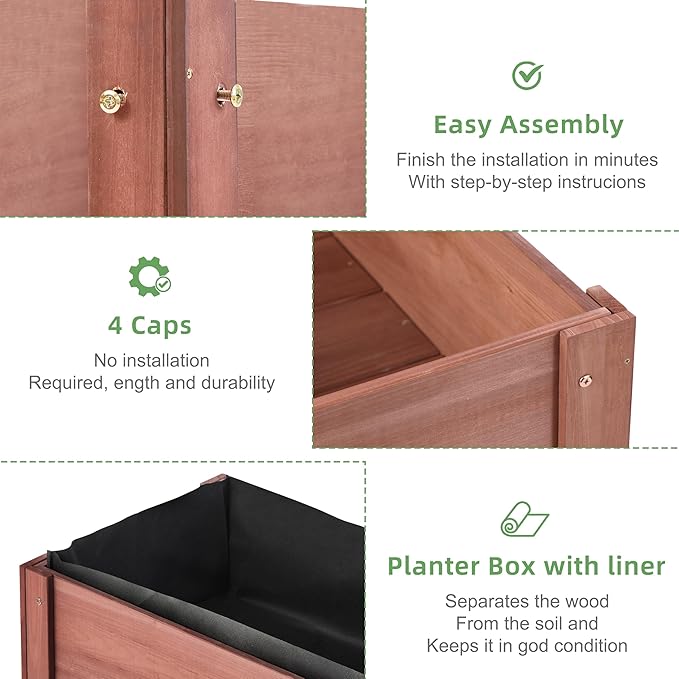 31x16x31 inch Raised Garden Bed with Legs Elevated Wooden Planter Box for Outdoor Plants Flowers Fruits Vegetable Herb Growing