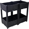 Planter Raised Beds - Elevated Planter Garden Box with Drainage Plug Raised Garden Beds for Vegetable/Flower/Herb Outdoor Standing Planter Beds Gardening KitBlack31.5x15.7x27.7