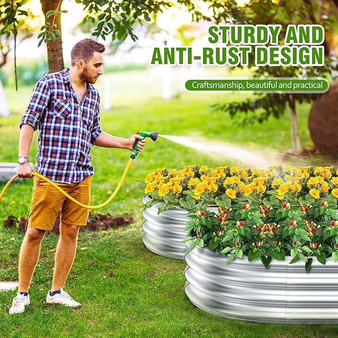 Galvanized Steel Raised Garden Bed – Outdoor Planter Box for Root Vegetables Herbs &amp Flowers Large Metal Garden Beds for Backyards Terraces and Balconies (2 8 x 3 x 1 FT)