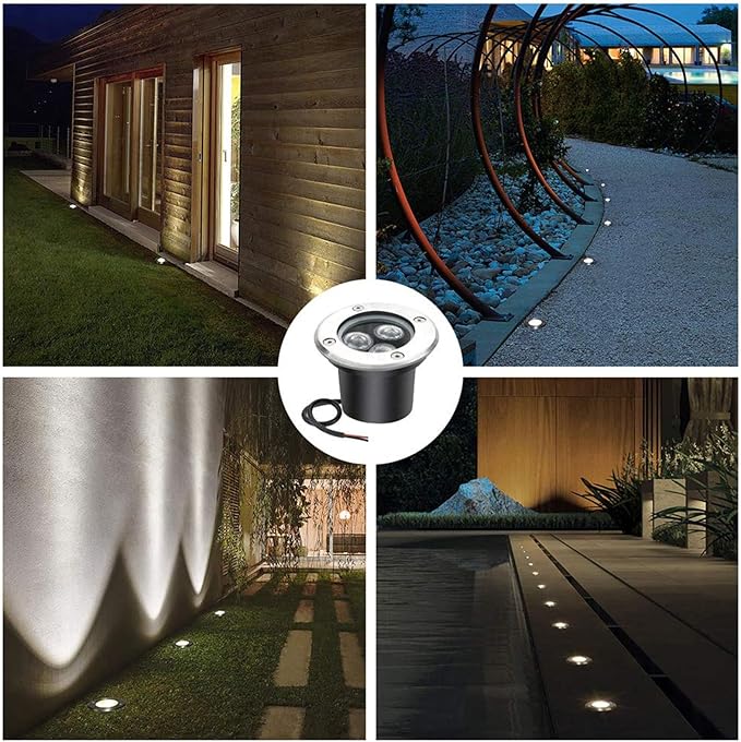 4 Pack LED Landscape Lights - 3W Low Voltage Ground Well Light DC 12V/24V Pathway Lights 300LM Warm White 3500K Water-Resistant LED Outdoor Spotlights for DrivewayYellow-24v(3w)