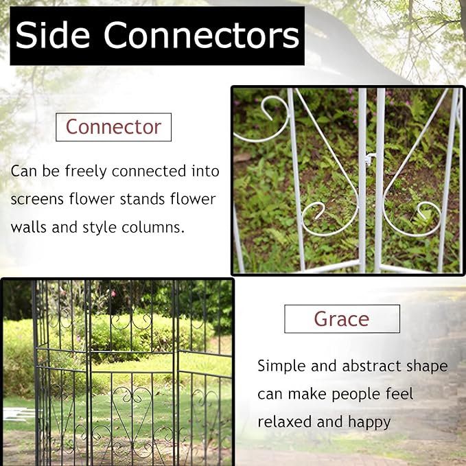 Outdoor Climbing Plant Grille Anti-Rust Iron Bracket Metal Garden Trellis Decorative Privacy Screen Black/White(Color:WhiteSize:180x50cm/71x20in)