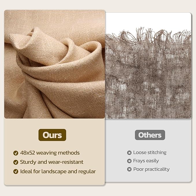 40 Inch x 75 Feet Garden Burlap Fabric - Heavy Duty Burlap Roll High Denisty Jute Fabric Natural Burlap for Plant Protection Weed Barrier Wedding Decor and DIY Crafts