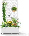 Metal Raised Garden Bed with Trellis for Climbing Plants Vegetable VinesMetal Planter Box with Trellis 73x35x16Trellis with Planter Box &amp Privacy ScreenRaised Garden Bed On Wheels(White)