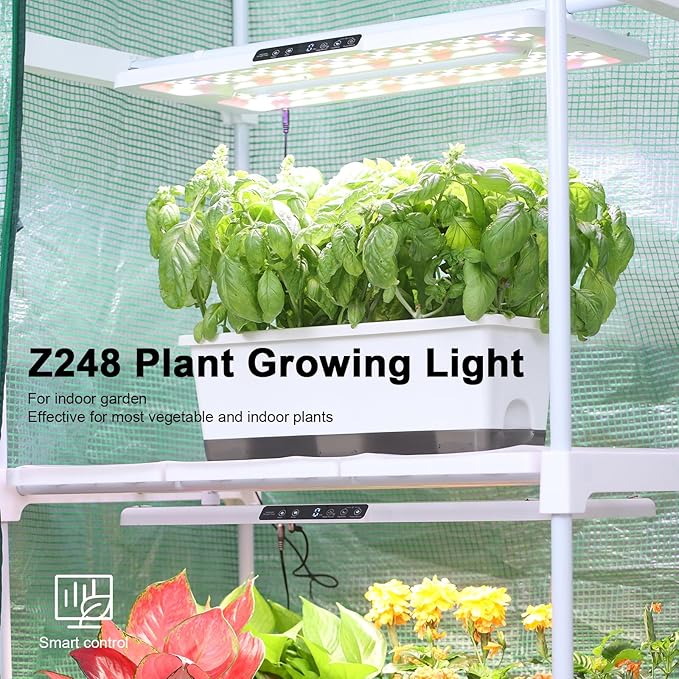 22 x 10 Grow Lights for Indoor Plants and Vegetables Full Spectrum LED Growing Lamp for Indoor Garden Greenhouse - Features Two Smart Light Mode 12~23H Timer - 1 Pack (1 Pack White)