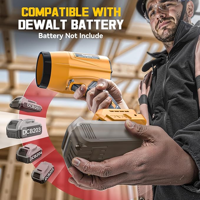 800000 RPM Leaf Blower Compatible with Dewalt 20V: Ecarke Cordless Dust Blower Electric Turbo Jet Blower Handheld Battery Powered with Brushless Motor for Patio Garden Lawn (No Battery)