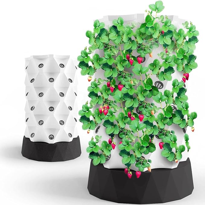 Vertical Hydroponic Tower GardenIndoor And Outdoor Hydroponic Growing Kit Diy Soilless Growing With 48/64/80 Growing Points For Growing Herbs Fruits And Vegetables6layers