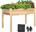 VIVOSUN Elevated Wooden Raised Garden Bed 48 x 24 x 30 Inches Outdoor Wood Planter Box w Bed Liner and Gloves for Garden Patio Balcony Backyard and Outdoors 220-Pound Capacity