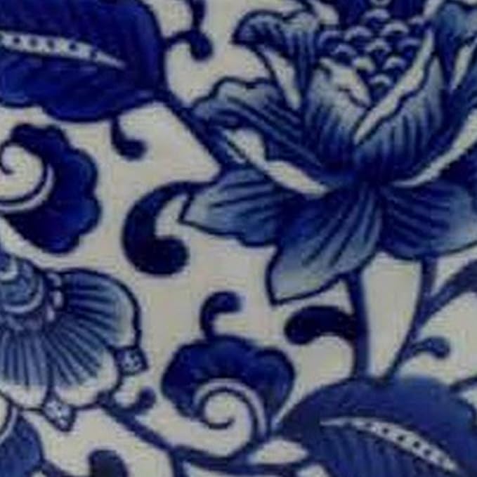 Planter with Saucer Set of 4 Vintage Blue Floral Print White Ceramic
