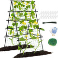 6ft Cucumber Trellis for Raised Bed Garden Trellis for Climbing Plants Outdoor A Frame Metal Trellis Support with Net for Vegetables Tomato Zucchini Squash Beans Peas Melons Rose FlowersVines