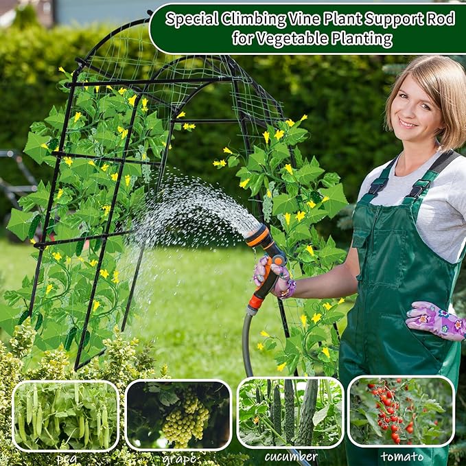 7 Ft Extra Tall Garden Arch Trellis for Climbing Plants Outdoor Lightweight Metal+PE Coated Garden Arch Trellis Plant Stand for Climbing Vines Lawn Tower &amp Garden Support Structure