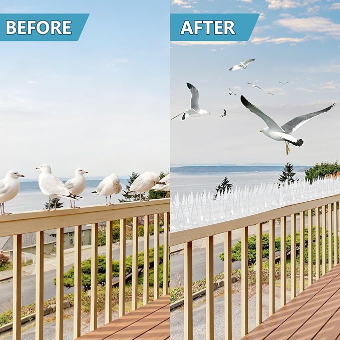 Bird Spikes Clear 22 Pack New Roof Overhang Spikes Pigeon Spikes for Fence Outdoor Garden Keep Raccoon Seagull Away Cat Fence Anti Climb 23.6Feet