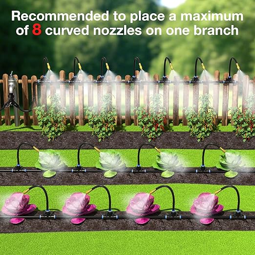 MIXC 200Ft 1/4 Drip Irrigation System2026-Upgrade Garden Irrigation Kit with 32pcs Adjustable Copper NozzlesAutomatic Atomizing Watering System for Outdoor PlantsRaised BedYardPotted PlantLawn