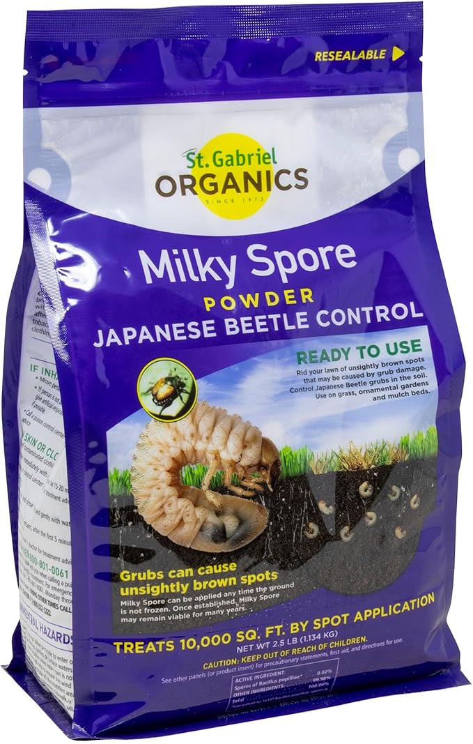 St. Gabriel Organics Milky Spore Powder 40oz – Japanese Beetle Grub Killer for Lawns