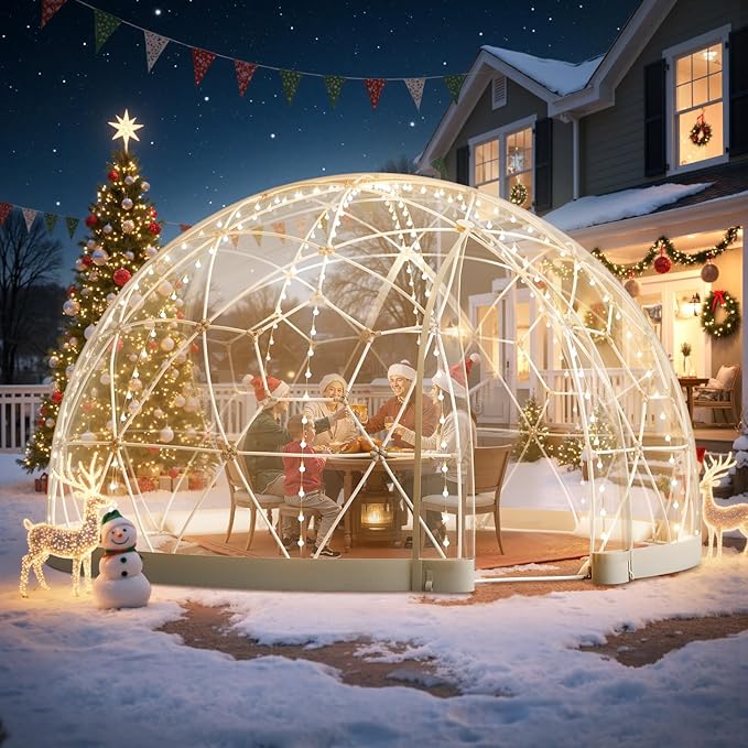 VEVOR Garden Dome Tent 9.5 x 5.7 ft Outdoor Clear Bubble Tent for 2-4 Person Weatherproof Geodesic Dome Greenhouse with Window PVC Transparent Tents for Backyard Patios Camping Party Wedding