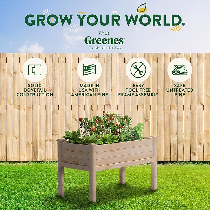 Greenes Fence Original Pine Elevated Garden Bed 24 x 48 x 31 - Made in USA with American Pine