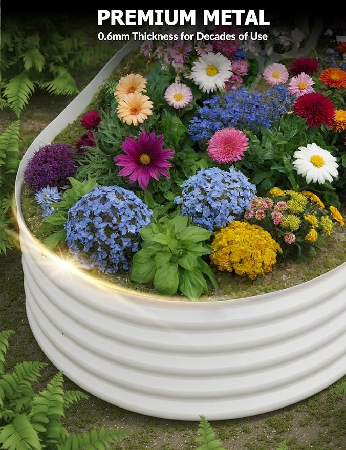 2Pcs 8x4x1.5ft Raised Garden BedGalvanized Raised Planter Boxes Outdoor with Easy Assembly Large Garden Bed for Vegetables Fruits FlowerRaised Garden BedBeige