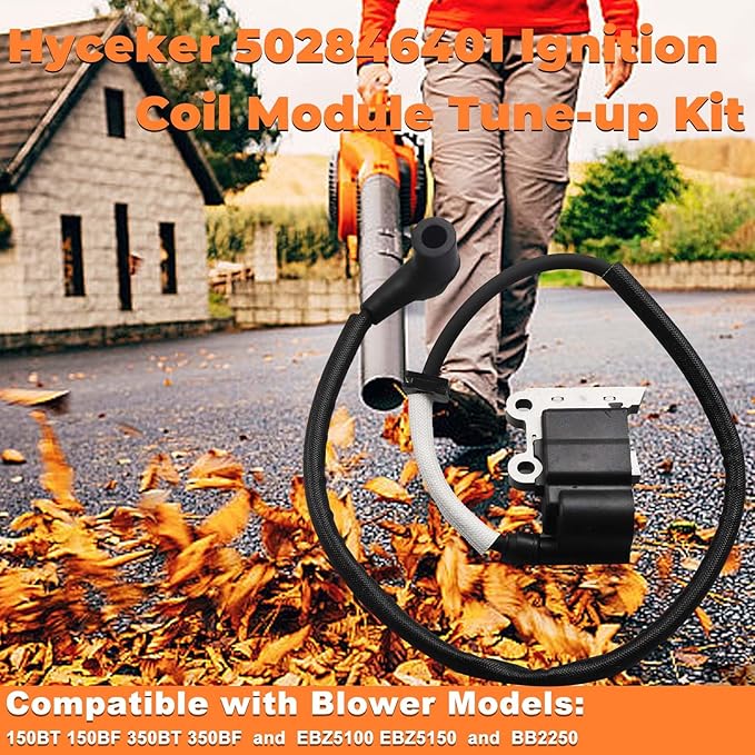 502846401 Ignition Coil Module For Husqvarna 150BT 150BF 350BT 350BF Redmax EBZ5100 EBZ5150 Jonsered BB2250 Backpack Leaf Blower Air Filter Tune Up Kit 502844401 Spark Plug Primer Bulb Parts