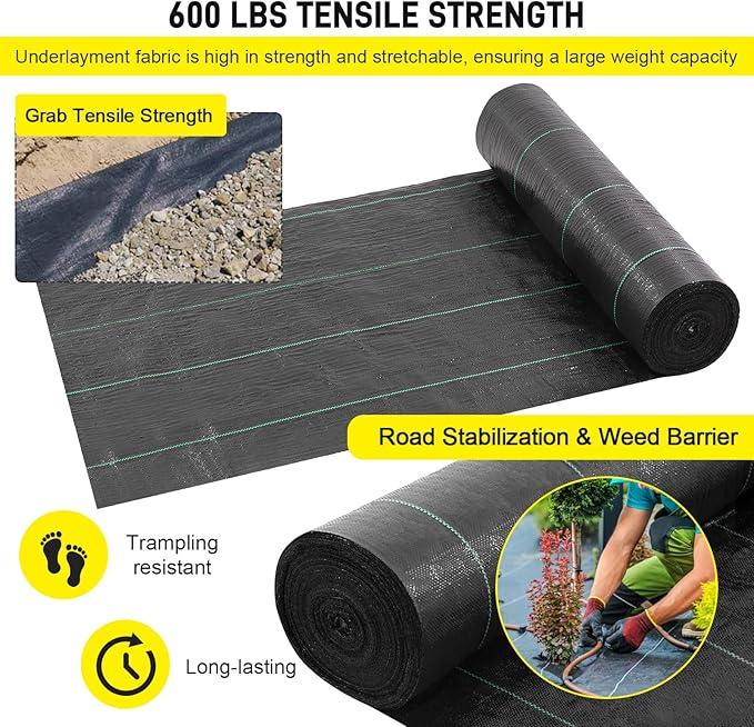 forimo Driveway Fabric5x500 ft Road Fabric Commercial Weed Barrier Fabric Landscape Fabric Heavy Duty 4OZ French Drain Fabric for Erosion ControlLandscape FabricWeed BarrierConstruction Projects