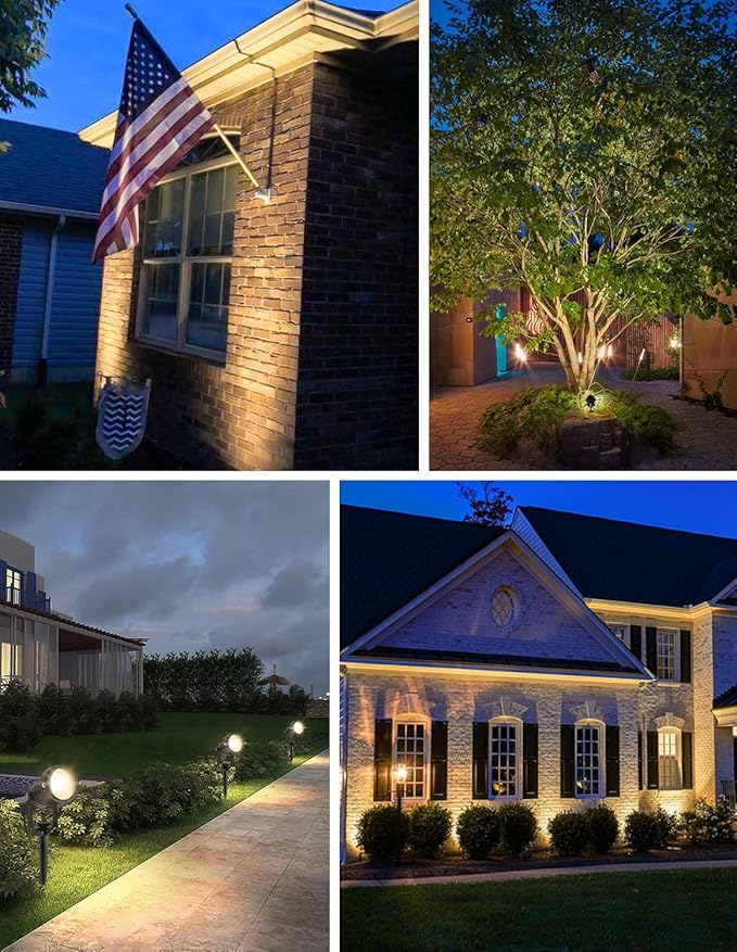 Dusk to Dawn Outdoor LED SpotlightOutdoor Landscape Lighting with Photocell Sensor 3000K Warm White Waterproof Spot Lights for Yard Flag Pole House Garden Tree(2 Pack)