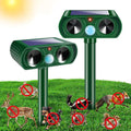 2 Pack Solar Ultrasonic Animal Repeller Outdoor Cat Deer Repellent Devices with Motion Sensor IP65 Waterproof Animal Deterrent Devices for SquirrelsRabbitsDogsRaccoonsSkunks for Garden Yard Farm