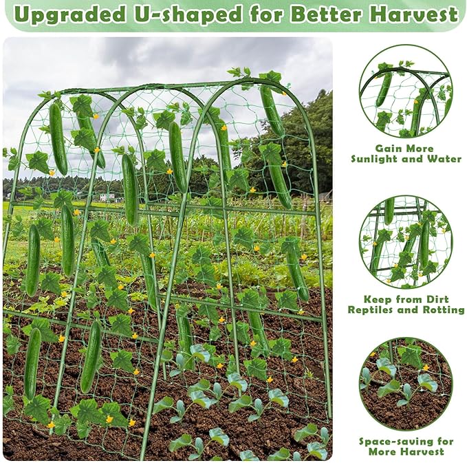 Cucumber Trellis for Raised Bed Garden Arch Trellis for Climbing Plants Outdoor Metal Garden Trellis for Spring Vegetables Cucumber Trellis for Spring Tomato Bean Pea Grape Plant