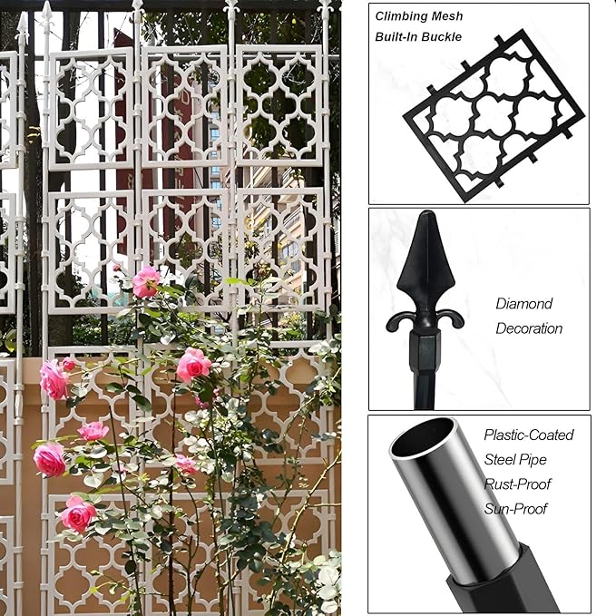 Foldable Garden Trellis Support Netting for Climbing Plants Fencing Decorative 150cm 190cm 220cm 280cm Width 85cm PP Grid Design Easy to Install(Black85 * 220cm)