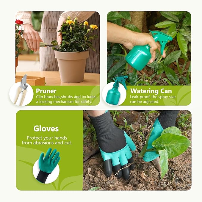 Gardening Tool Set of 9 PCS Saraily Heavy Duty Gardening Tool Set with Durable Garden Tools Organizer Handbag Non-Slip Rubber Gloves Rust-Proof Garden Tool Set Ideal Garden Gifts for Women Mom