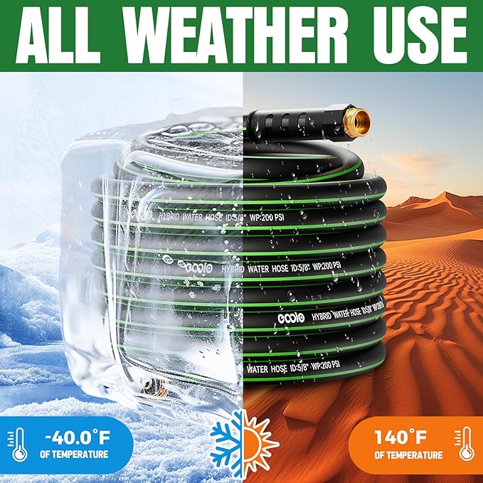 Heavy Duty Garden Hose 75ft NON-EXPANDABLE Flexible Water Hose Kink Resistant Lightweight Hybrid Hose Leakproof Hose Male to Female Fittings