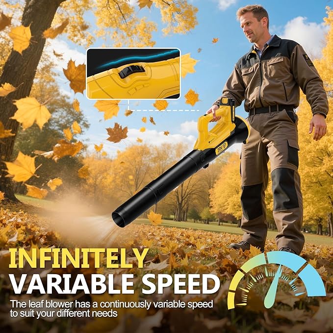 Orientools 20V Cordless Leaf Blower with UL 62133 Certified 2x2.0Ah Batteries and Charger (45 min Run time) for clearing Leaves dust Debris Light Snow from walkways Driveway Yard