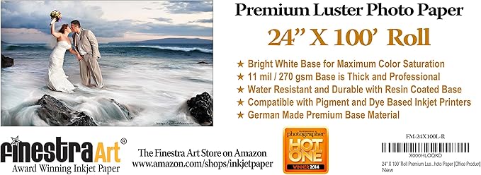 24 X 100' Premium Luster Inkjet Photo Paper - Roll